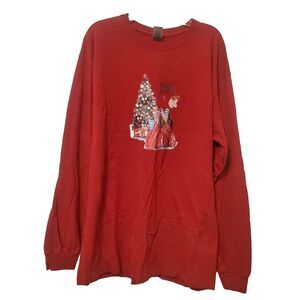 Merry Christmas T-shirt Night Dress Long Sleeves Sisters Friends Women's Size L